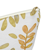 Watercolor Tossed Leaves Accessory Pouch w T-bottom in Yellow
